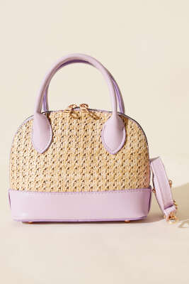 Oval Hasır Detaylı Çanta Lila - Kol Çantası