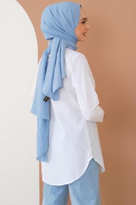 Oval Kesim Boyfriend Beyaz Tunik - Tunik
