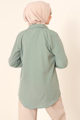 Oval Kesim Boyfriend Çağla Yeşili Tunik - Tunik