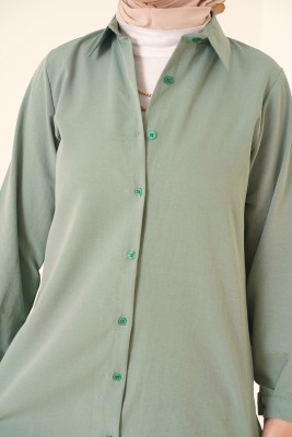 Oval Kesim Boyfriend Çağla Yeşili Tunik - Tunik