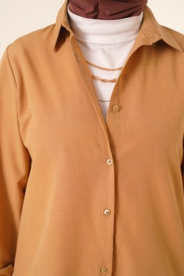 Oval Kesim Boyfriend Camel Tunik - Tunik