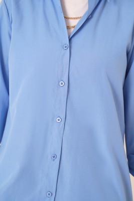 Oval Kesim Boyfriend İndigo Tunik - Tunik
