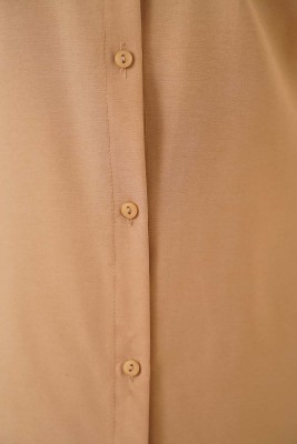Oval Kesim Boyfriend Latte Tunik - Tunik