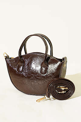 Oval Kesim Rugan Mini Çanta Acı Kahve - GÜZEL ÇANTA