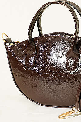 Oval Kesim Rugan Mini Çanta Acı Kahve - Kol Çantası