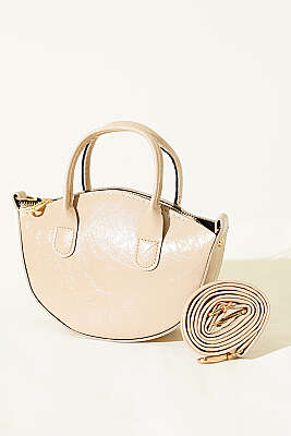 Oval Kesim Rugan Mini Çanta Bej - GÜZEL ÇANTA