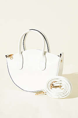 Oval Kesim Rugan Mini Çanta Beyaz - GÜZEL ÇANTA