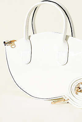 Oval Kesim Rugan Mini Çanta Beyaz - Kol Çantası