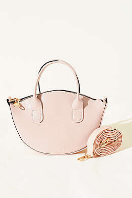 Oval Kesim Rugan Mini Çanta Pudra - Kol Çantası