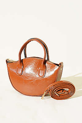 Oval Kesim Rugan Mini Çanta Taba - GÜZEL ÇANTA