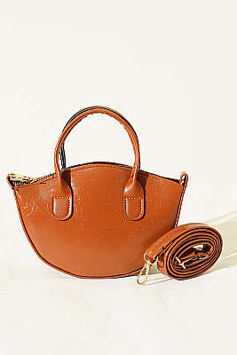 Oval Kesim Rugan Mini Çanta Taba - Kol Çantası