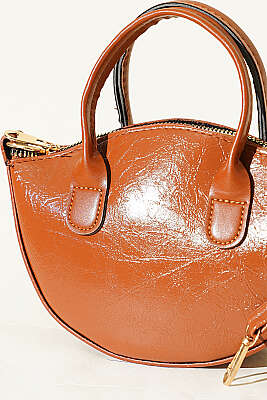 Oval Kesim Rugan Mini Çanta Taba - Kol Çantası