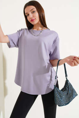 Oval Kesim T-shirt Kayrak Grisi - Kadın Giyim Modelleri