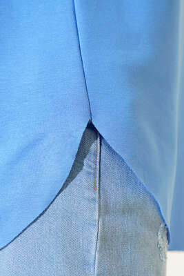 Oval Kesim T-shirt Mavi - Yılın Fırsatı