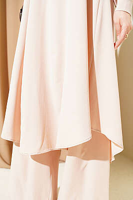 Oval Kesim Uzun Tunikli İkili Takım Bej - İkili Takım