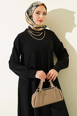 Oval Kesim Uzun Tunikli İkili Takım Siyah - İkili Takım