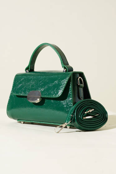 Oval Mıknatıslı Çanta Yeşil - Kol Çantası