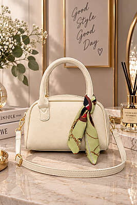 Oval Model Fularlı Çanta Sarı 