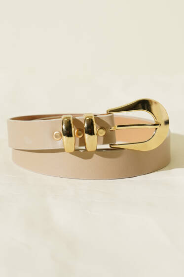 Oval Tokalı İki Köprülü Kemer Bej - Yılın Fırsatı