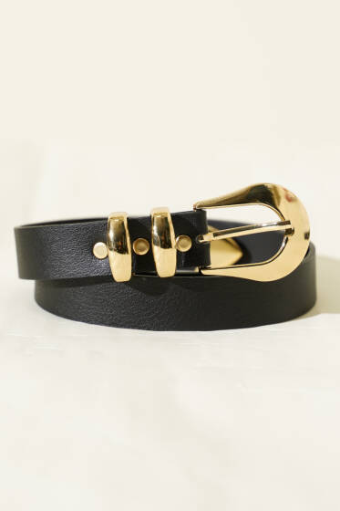 Oval Tokalı İki Köprülü Kemer Siyah - Yılın Fırsatı