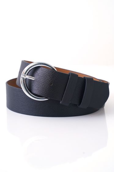 Oval Tokalı Siyah Kemer - Deri Kemer