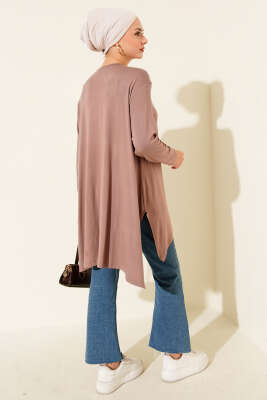 Oversize Asimetrik Kesim Tunik Vizon - Tunik