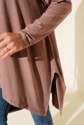 Oversize Asimetrik Kesim Tunik Vizon - Tunik