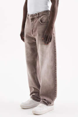 Oversize Baggy Jean Erkek Pantolon Açık Kahve - MACINIST