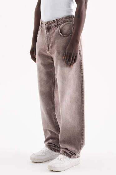 Oversize Baggy Jean Erkek Pantolon Açık Kahve - Erkek Pantolon