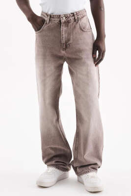 Oversize Baggy Jean Erkek Pantolon Açık Kahve - Erkek Pantolon