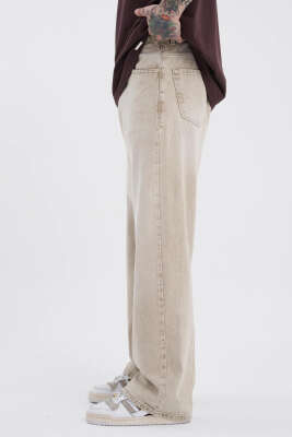 Oversize Baggy Jean Erkek Pantolon Bej - Erkek Pantolon