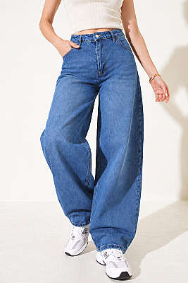 Oversize Baggy Kot Pantolon Mavi - MAVEX