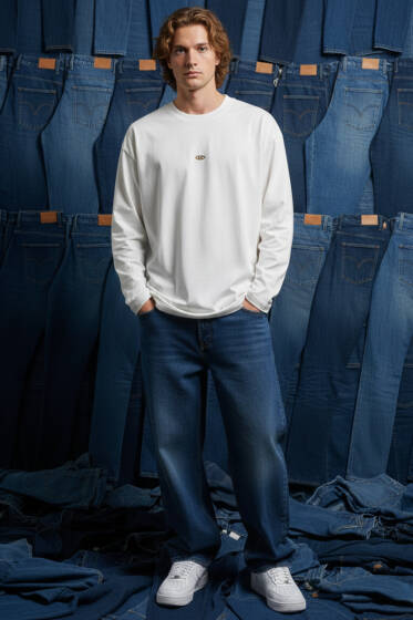 Oversize Basic Erkek Sweatshirt Ekru - Erkek Sweatshirt