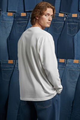 Oversize Basic Erkek Sweatshirt Ekru - Erkek Sweatshirt