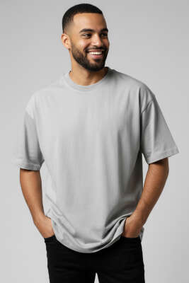 Oversize Basic Erkek Tshirt Gri - WİPEOUT