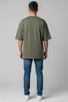 Oversize Basic Erkek Tshirt Haki - Tek Kalanlar
