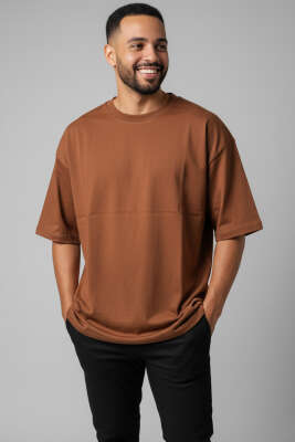 Oversize Basic Erkek Tshirt Kiremit - WİPEOUT
