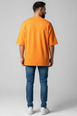 Oversize Basic Erkek Tshirt Oranj - Yılın Fırsatı