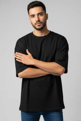 Oversize Basic Erkek Tshirt Siyah 