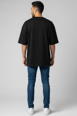 Oversize Basic Erkek Tshirt Siyah - Yılın Fırsatı