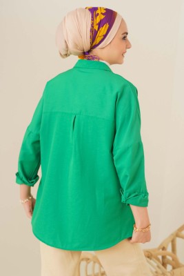Oversize Basic Gömlek Pastel Yeşili - Thumbnail