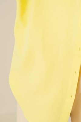 Oversize Basic Gömlek Sarı - Thumbnail