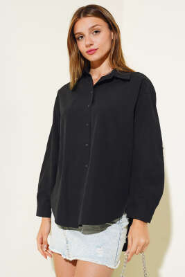 Oversize Basic Gömlek Siyah - Kadın Giyim Modelleri