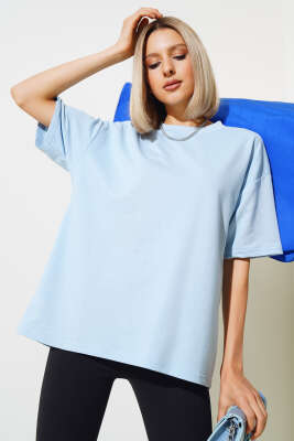 Oversize Basic T-shirt Bebe Mavi - Yeni Giyim