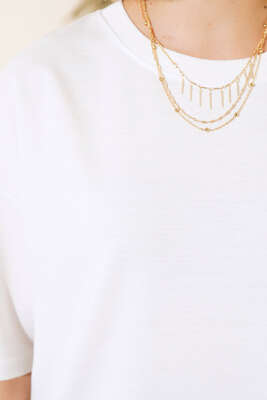 Oversize Basic T-shirt Ekru - Kadın Giyim Modelleri