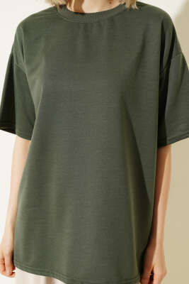 Oversize Basic T-shirt Haki - Kadın Giyim Modelleri