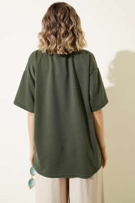 Oversize Basic T-shirt Haki - Yılın Fırsatı