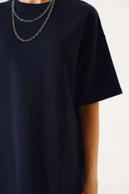 Oversize Basic T-shirt Lacivert - Kadın Giyim Modelleri