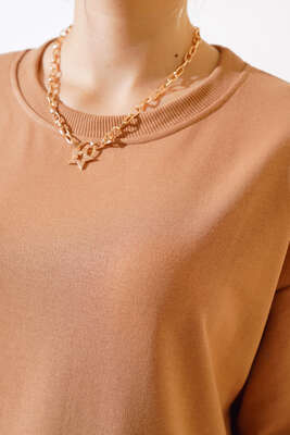 Oversize Basic T-shirt Latte - Kadın Giyim Modelleri