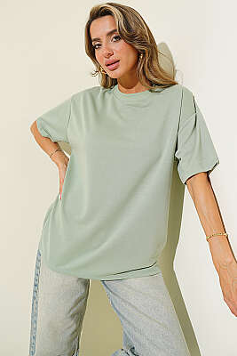 Oversize Basic T-shirt Mint - Kadın Giyim Modelleri
